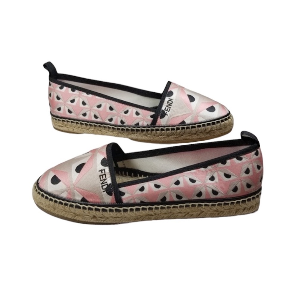 FENDI JUNIA PRINTED JACQUARD ESPADRILLES SHOES - Picture 1 of 9